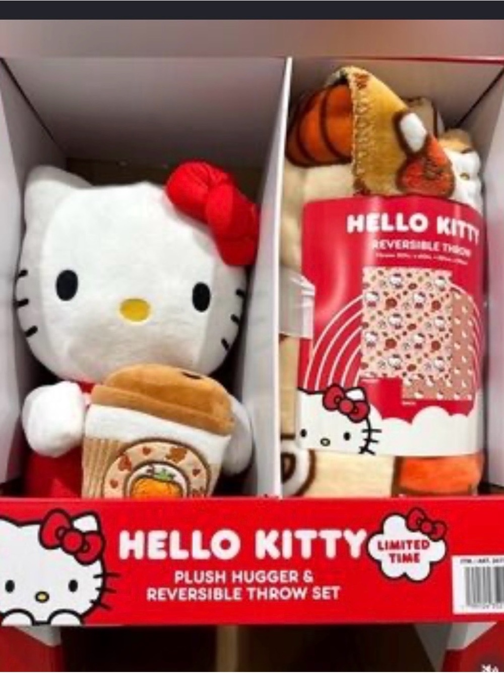 New In Box | Fall 2026 Hello Kitty Pumpkin Spice Plush Huger & Reversible Throw